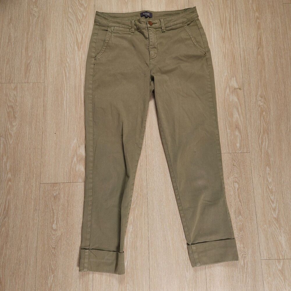 NYDJ Lift Tuck Crop Cuffed Capri Stretch Jeans Women Size 6 Olive Green